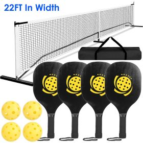 1Set Portable Pickleball Net Set 22ft Regulation Size Net Pickle Ball Net System With 4 Pickleballs 4 Paddles Carrying Bag For Driveway Yard