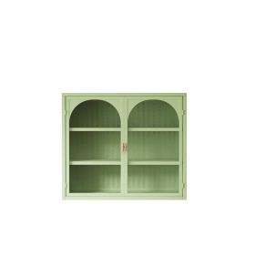 27.56 Glass Doors Wall Cabinet 3-Tier Storage For Entryway Living