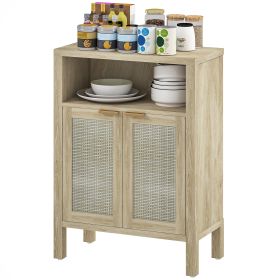 Sideboard Buffet Cabinet With Storage, Modern Accent Cabinet With Adjustable Shelf, Coffee Bar Cabinet, Natural