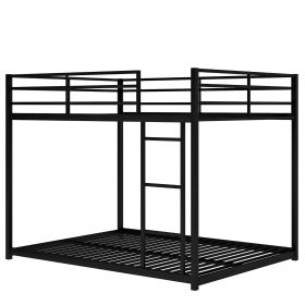 Full Over Full Metal Bunk Bed With Ladder, Black