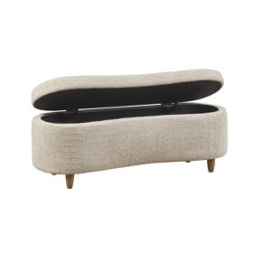 Boucle Flip Top Storage Bench Taupe See Below