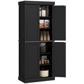 6 Tier Pantry Haven  Modern Freestanding Storage Cabinet With Adjustable Shelves  Sleek Black