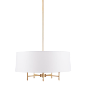 5-Light White Drum Shade Chandelier
