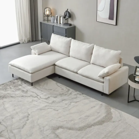 L-Shaped Linen Sectional Sofa With Right Chaise,living Room ,bedroom,office.
