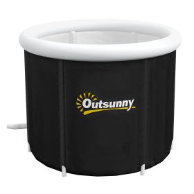 Outsunny Cold Plunge Tub, Portable Ice Bath with Thermo Lid for Athletes' Recovery, Black