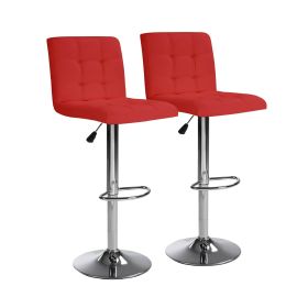 Bar Stools 1 Set of 2, Counter Height Bar Stools, Square Cushion Bar Stools with Back, Footstool, Cafe, Red, 2 pieces