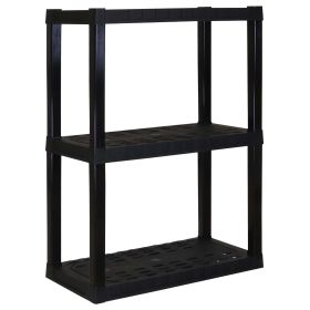 Plastic Shelves Garage Shelf Heavy Duty Shelving Unit 3-Tier 39"H x 14"D x 30"W Black-300 lbs