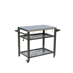 3-Shelf Outdoor Grill Table, Grill Cart with Wheels, Outdoor Pizza Oven and Food Prep Table, Blackstone Table with Stainless Steel Tabletop