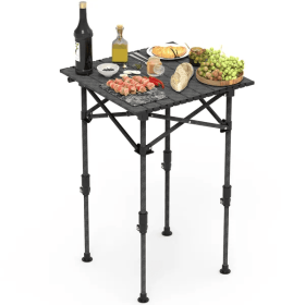 Portable Folding Camping Table With Adjustable Height Rustproof Carbon Steel Foldable Roll-Up Camping Table For Picnic Camping Hiking Beach BBQ