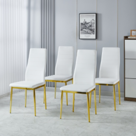 Chair Set Of 4,GOLDEN COLOR LEG,WHITE SEAT