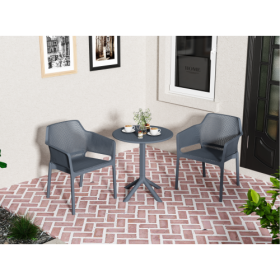 3 Piece Plastic Arm Chair Bistro GRS Premium Ocean Plastic, Green (Option: Charcoal)