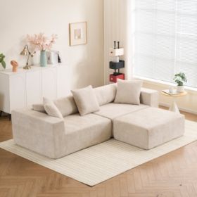 Modular Cross-section With L-shaped Lounge Chair, Cloud Sofa, Living Room, Bedroom Soft Cushion Sofa - No Installation Required - Chenille Fabric (Color: Beige)
