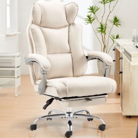 Office Desk Chair With Foot Rest Tall And Big 300LB (Color: White)