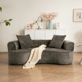 Moon Shaped Sofa, Modern Sleeper Cat Waist Sofa With Deep Seat, Non Assembly Sponge Compression Sofa (Option: Gray)
