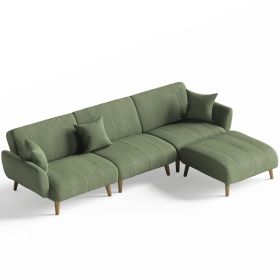 4 - Piece Upholstered Sectional (Color: Green)