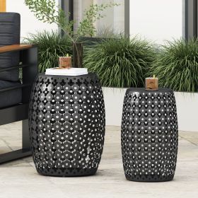 Outdoor Metal S/2 end table (Color: as Pic)